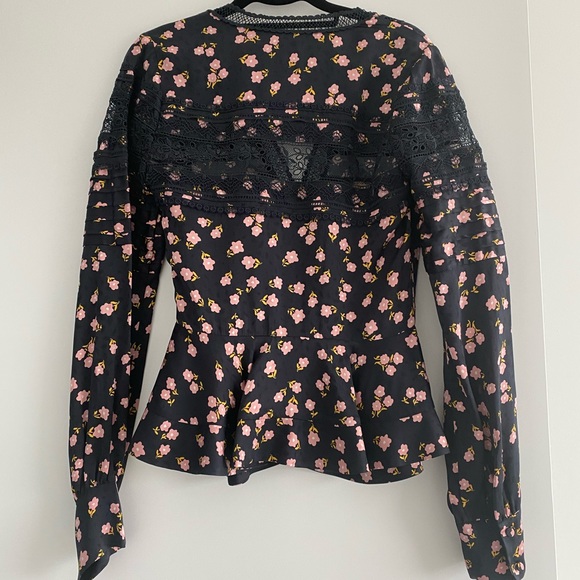 Self Portrait Ditsy Floral Print Peplum Top - Picture 3 of 7